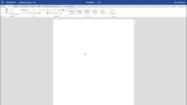 New document in Word Online.