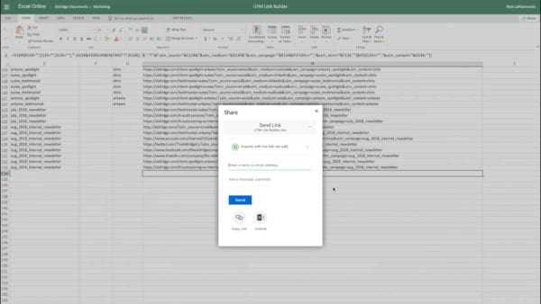 With SharePoint Online, you can share a file within the document.