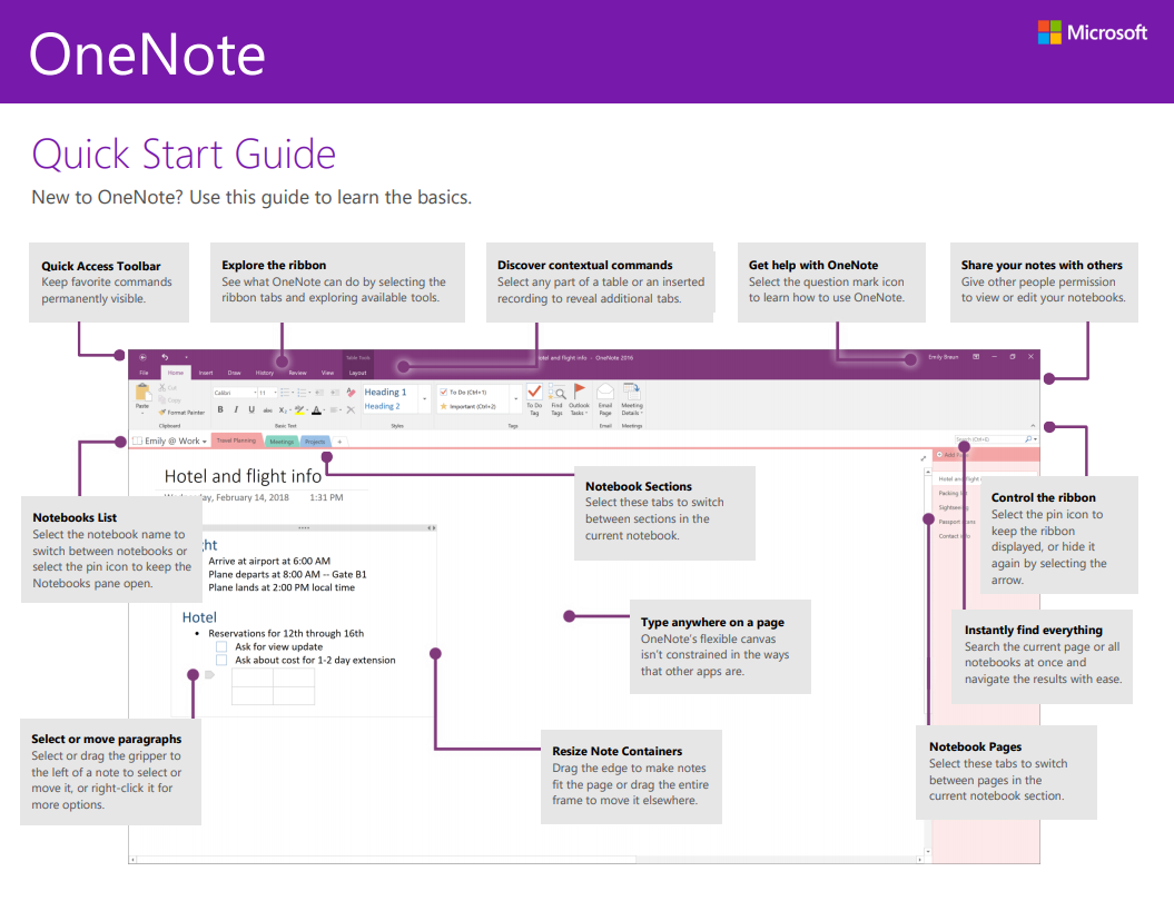 onenote quick start guide windows