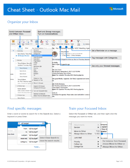 Outlook Mail Cheat Sheet Mac