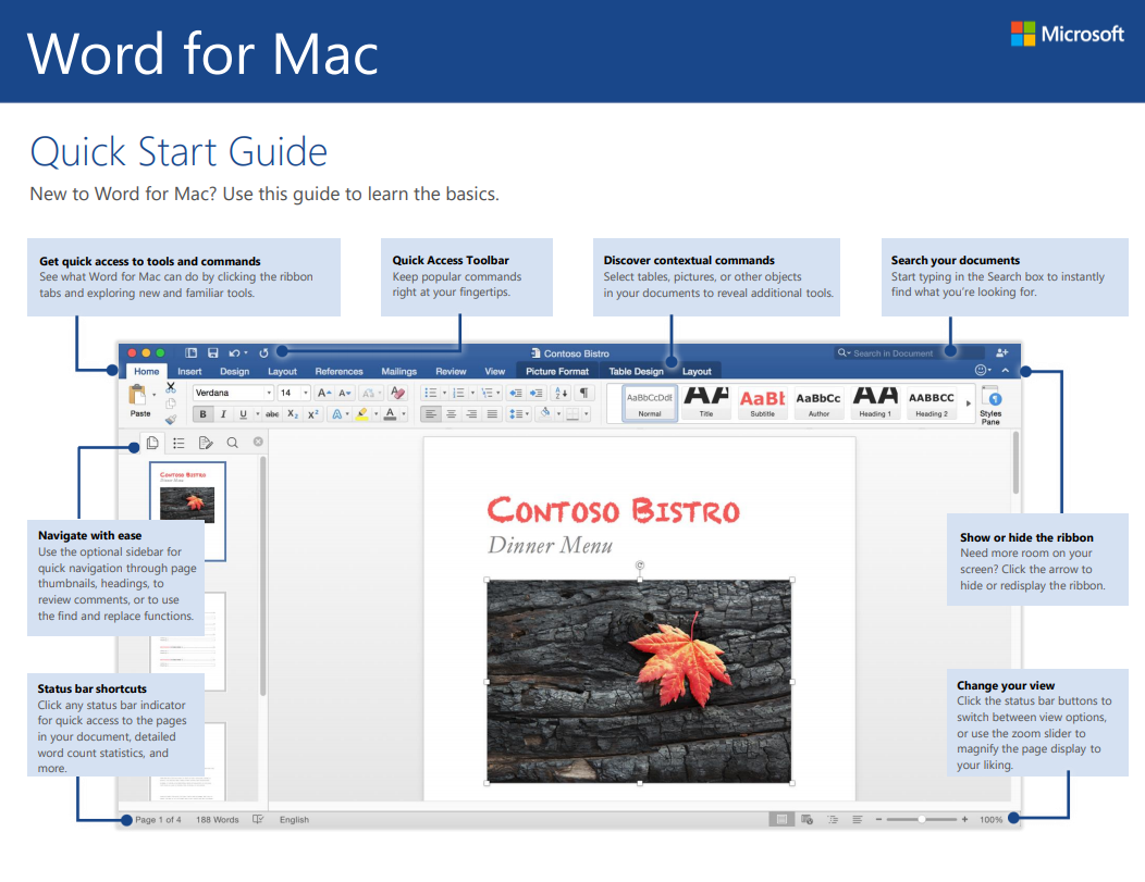 word quick start guide mac