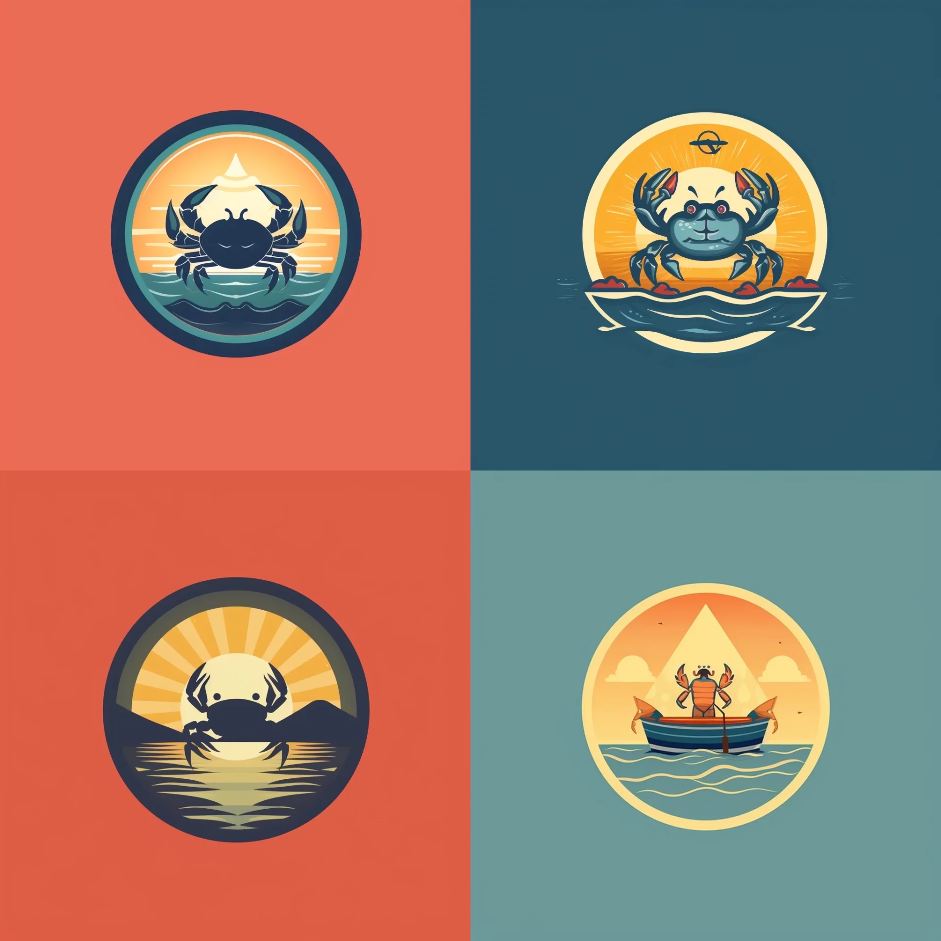 4 logos for a crab fisherman